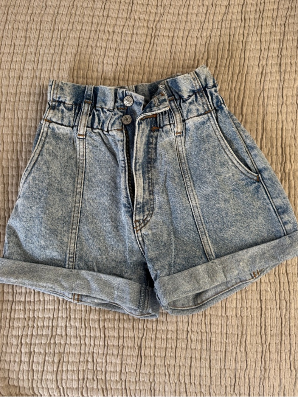 Abercrombie High-Waist Paperbag Jean Shorts